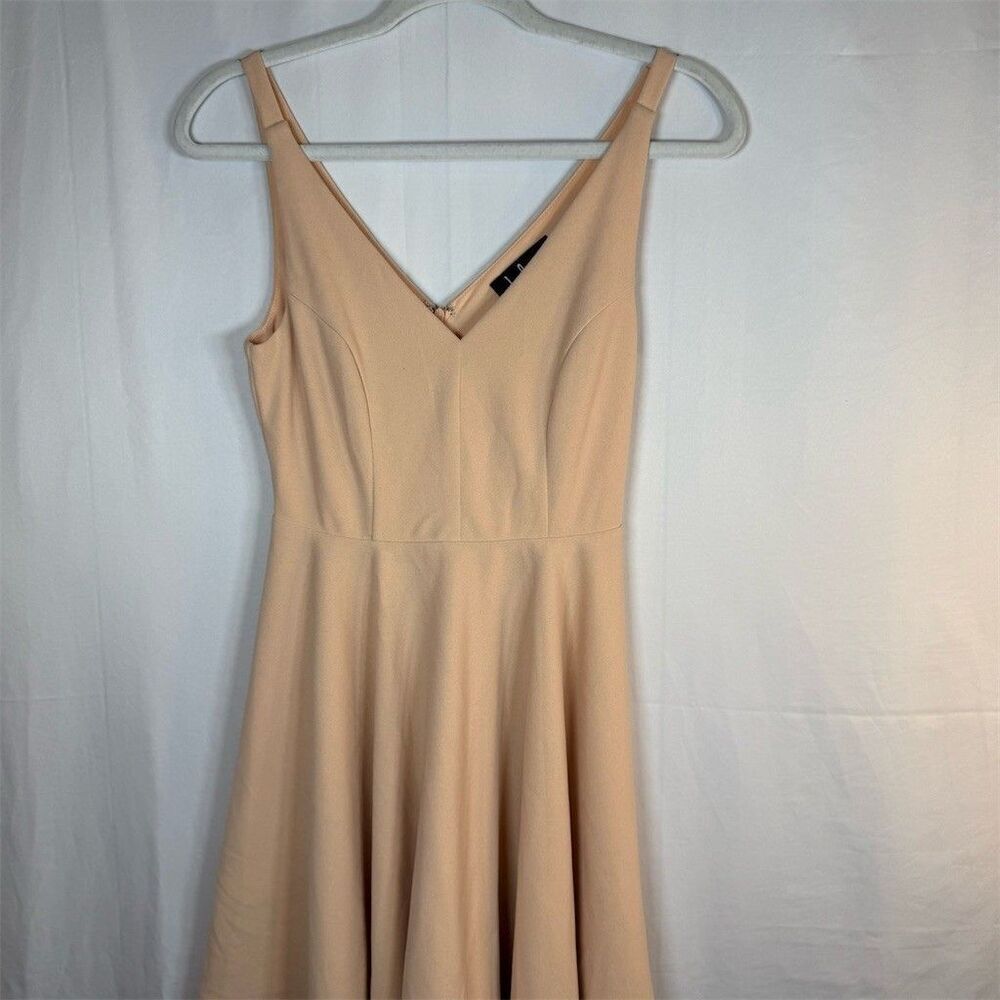 Lulus Dress Womens XS Beige Fit & Flare Skater Knee Length V-Neck